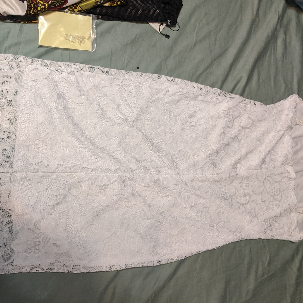 White lace midi dress